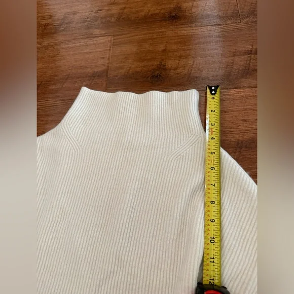 Anthropologie Pilcro Ribbed Mock Neck Crop Cream 100% Cashmere Sweater-1X - Picture 9 of 11